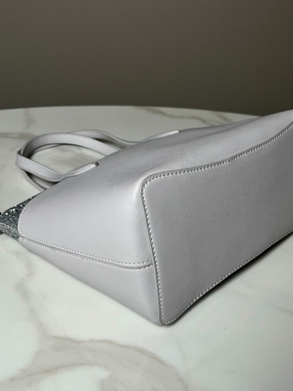 Kate Spade Flash Glitter Satchel Light Grey Silver Crossbody Satchel NWOT - Picture 9 of 16